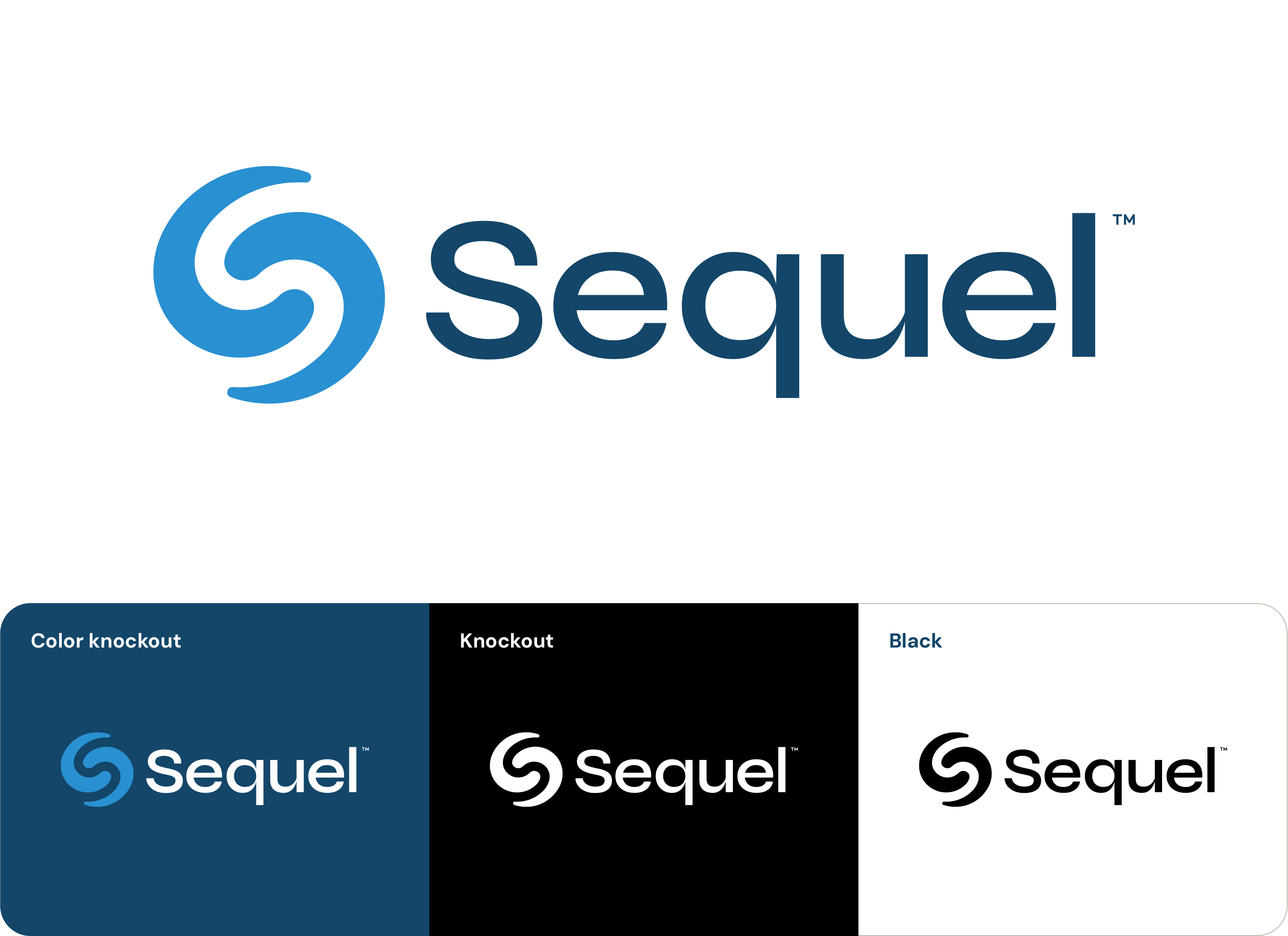 Refined Sequel logo with full-color, knockout, and black variations