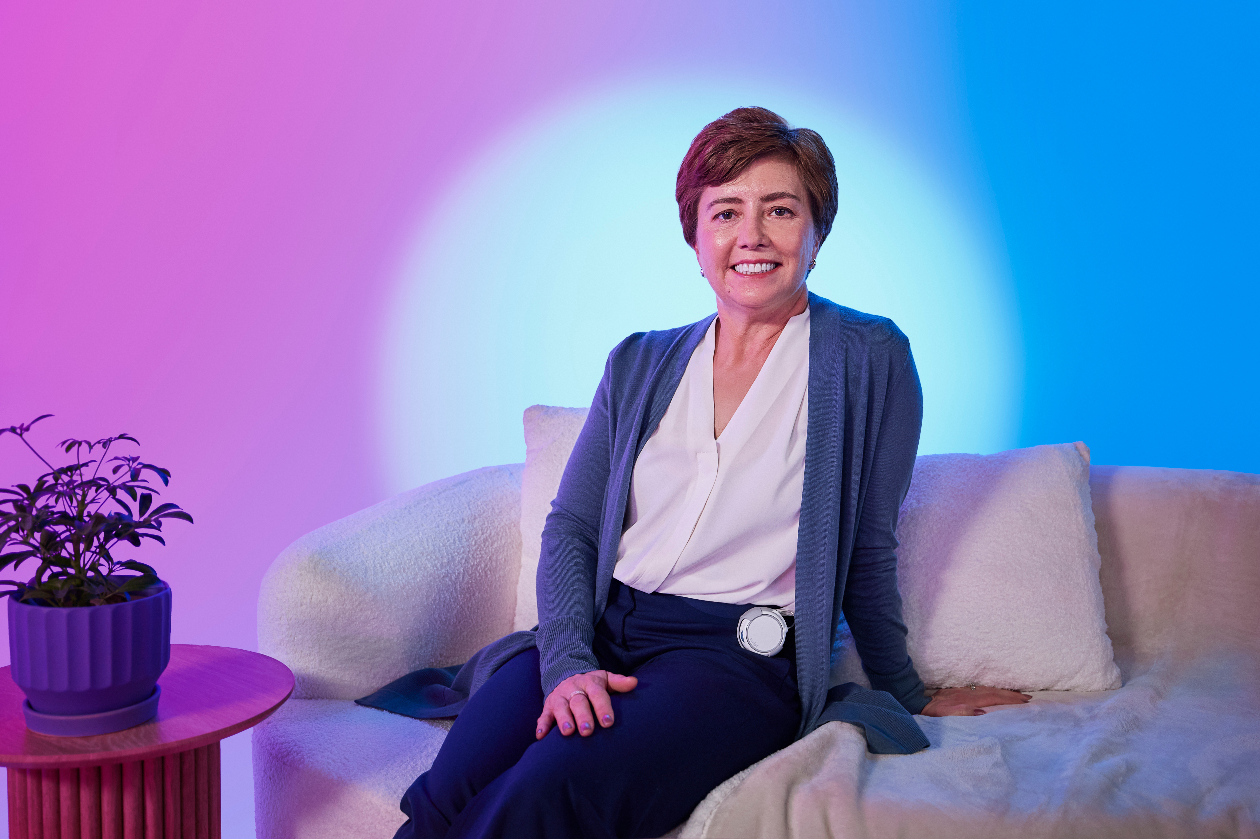 twiist user testimonial portrait with a blue backdrop